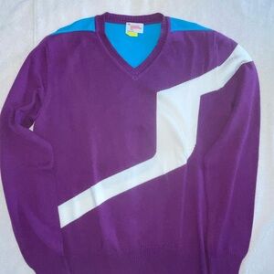 J.Lindeberg Purple and Blue V-Neck Sweater